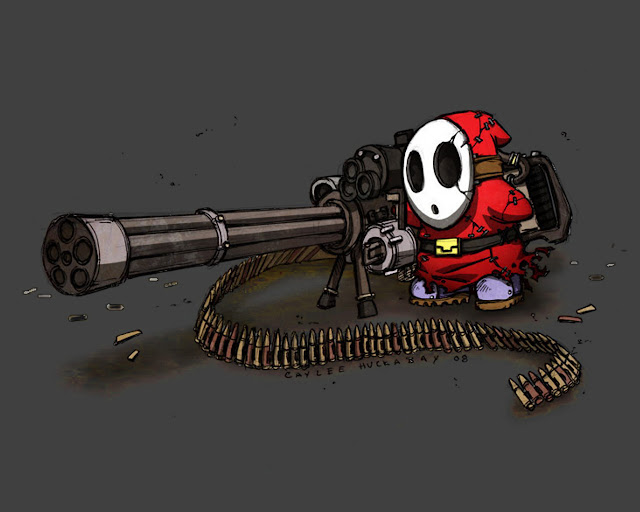 shy guy guys mario machine gun red