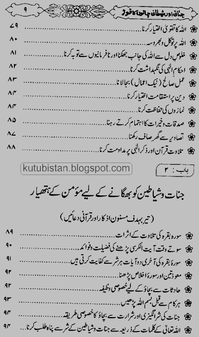 Contents of the Urdu book Jinnati Aur Shaitani Chalon Ka Torr