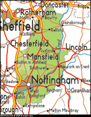 Nottinghamshire Map Political Regional