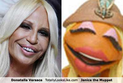 Fashion designer Donatella Versace totally looks like Janice the Muppet — Submitted by Julia