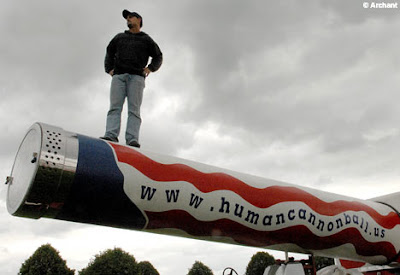 Mike Smith, The Human Cannonball flying on the Royal Norfolk Show