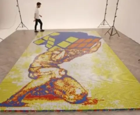 Giovanni Contardi ... Italian artist creates a painting of 6000 Rubik's Cubes in record time