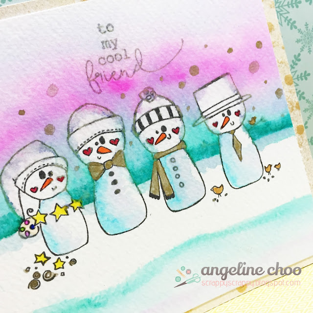 ScrappyScrappy: To my cool friend #scrappyscrappy #unitystampco #christmas #christmascard #snowman #izigcleancolor #kuretake #susanweckesser #goforthegoldclass