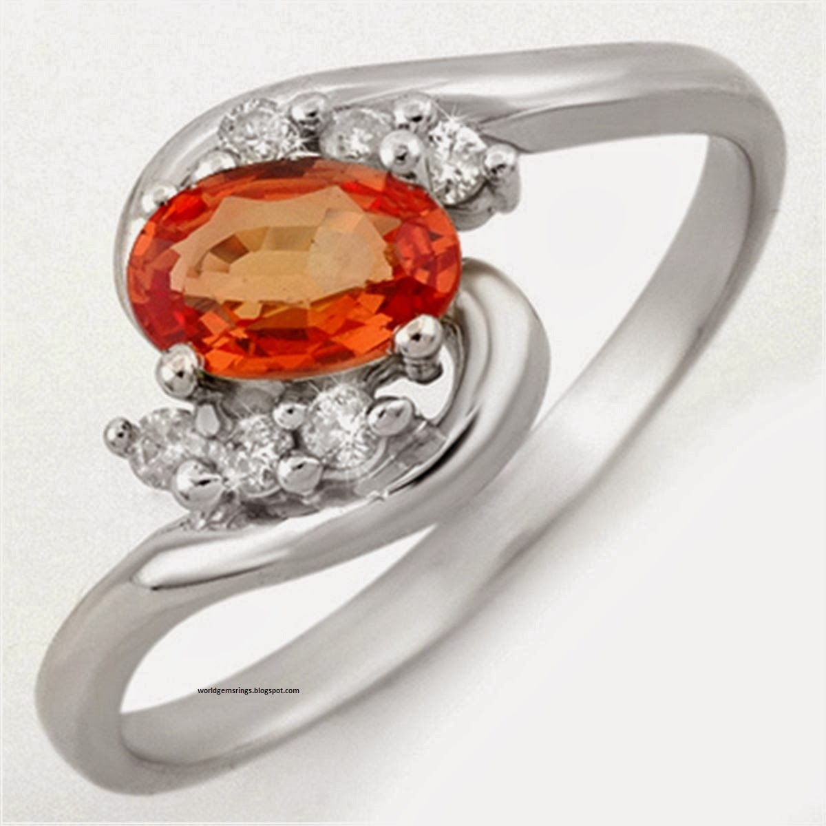... Ring+Beautiful+party+ring+orange_sapphire+and+diamond+14k+wedding+ring