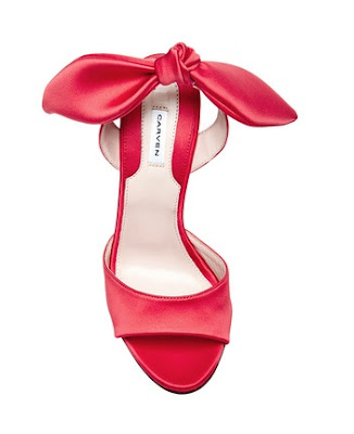 Carven Red Sling back peep toe heels with bow in back