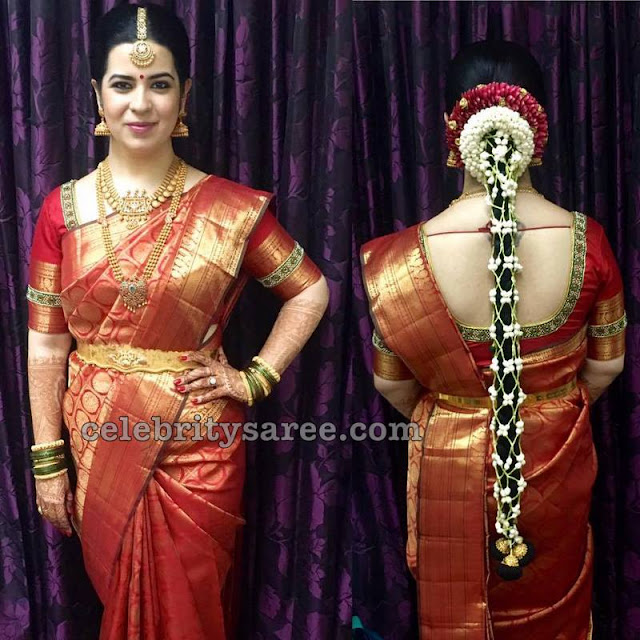 Rayanne in Red Kanjeevaram Saree