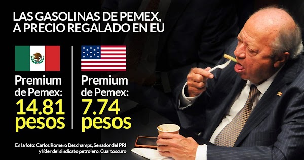 Pemex vende gasolinas 50% más baratas en EU; aquí le pagamos IEPS, IVA Pemex vende gasolinas 50% más baratas en EU; aquí le pagamos IEPS, IVA