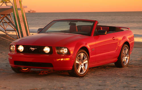 A Ford Mustang convertible can be rented from rental car companies for the