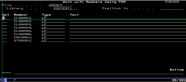 Work with members using PDM  on IBMi