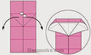 Bước 4: Mở hai lớp giấy ra, kéo và gấp xuống dưới.