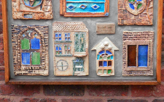 Wakeman Trail ceramic tablet at Shrewsbury Cathedral