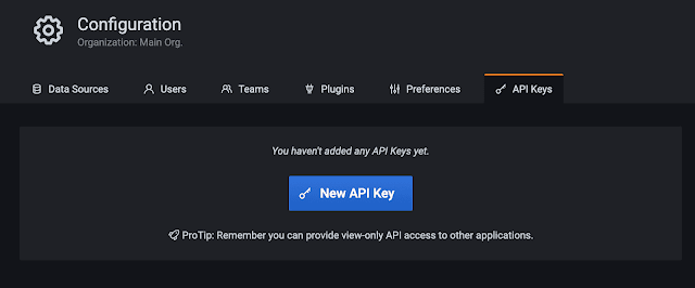 grafana API key generation or creation