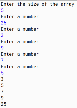 Output of Bubble Sort