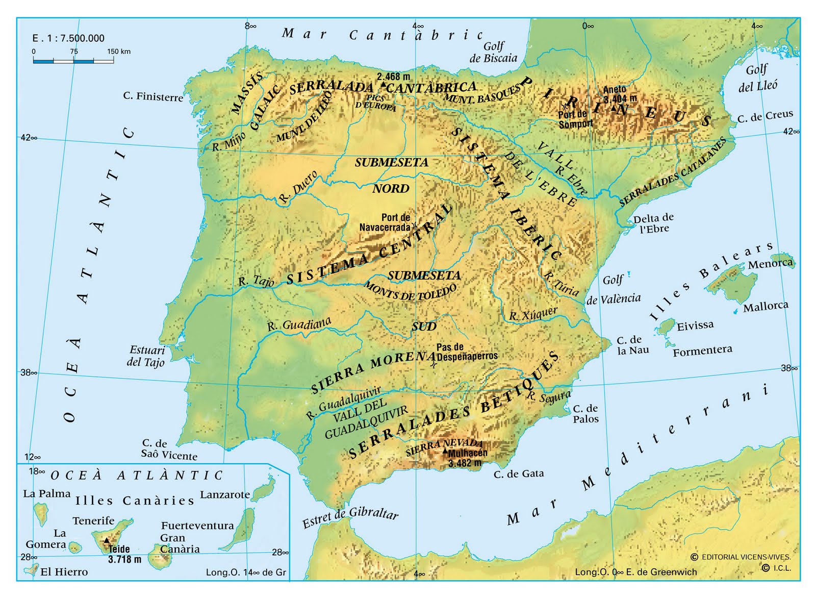 1_2.RELIEVE: MAPA FÍSICO ESPAÑA