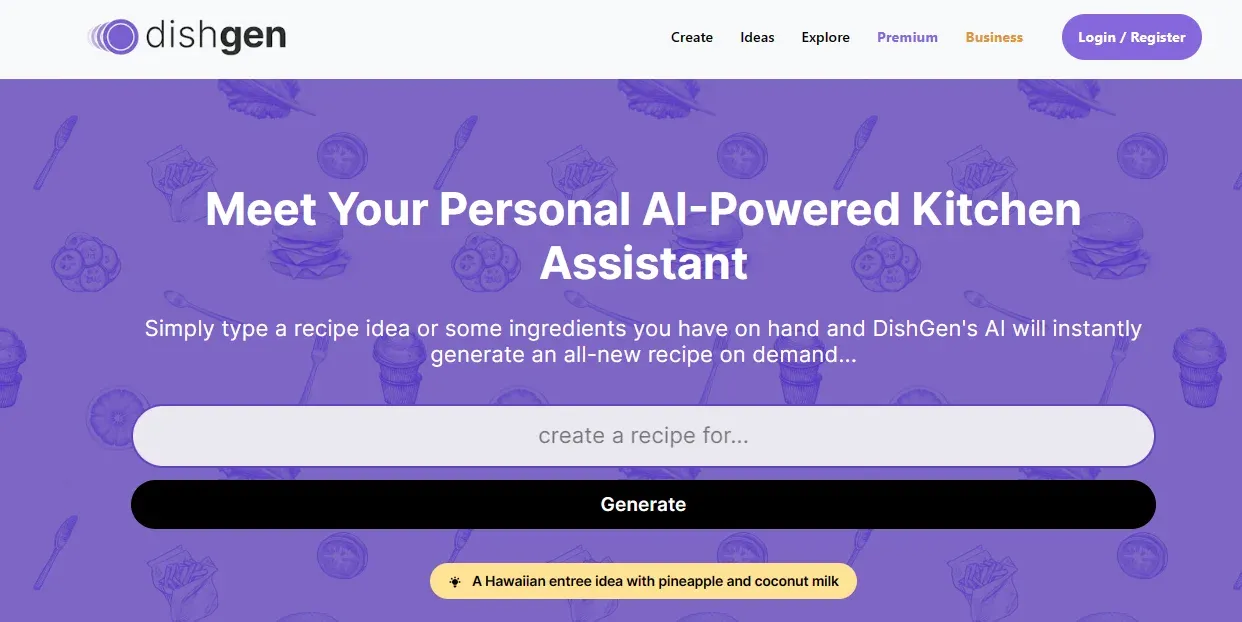 Dishgen - AI Recipe Generator dishgen ai recipe generator, dishgen reviews, dishgen pricing, dishgen ai generator, ai food recipe generator, ai food recipes,