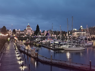 BC Legislature at night from Victoria Inner Harbour