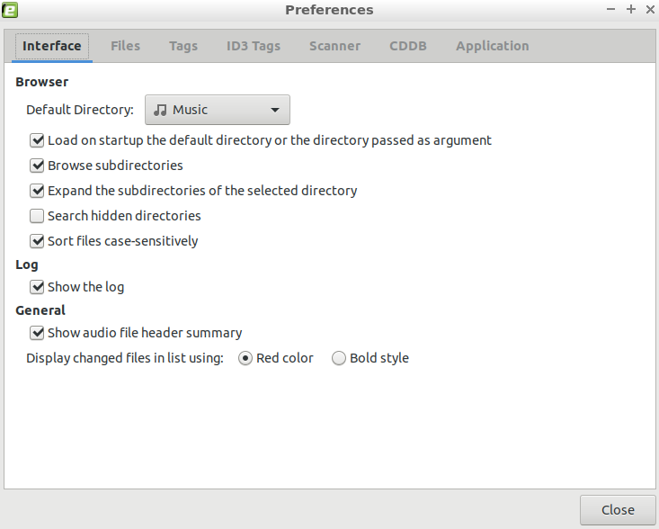 EasyTAG interface preference