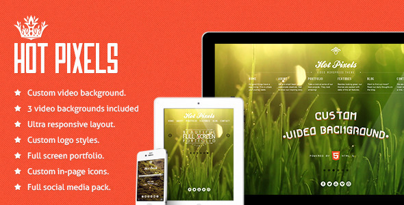 Hot Pixels - Video Background Portfolio WP Theme - Portfolio Creative