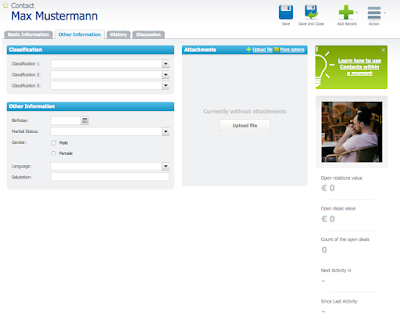 Screenshot Ansicht Reiter "Other Information" bei RAYNET Cloud CRM