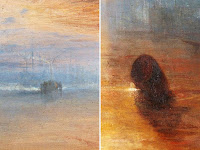 J. M. W. Turner's The Fighting Temeraire painting shows a second steam tug behind the warship and a black life buoy forefront