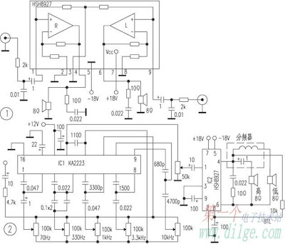 High-fidelity two-channel amplifier HSH8927 or TDA2616