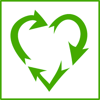 green recycling arrows in the shape of a heart