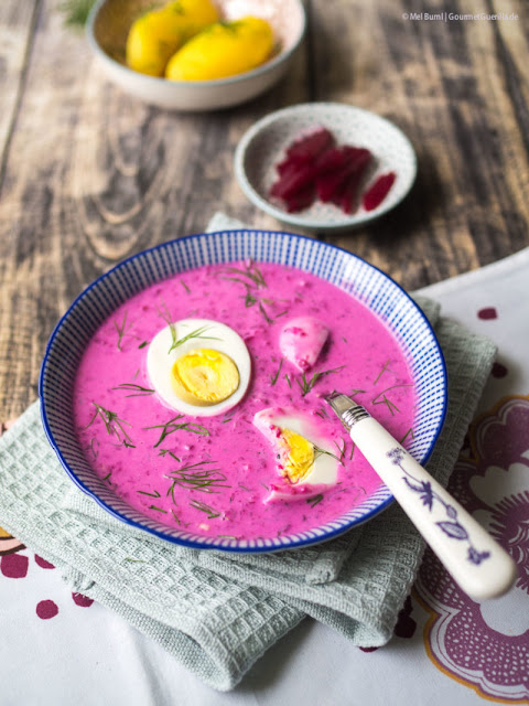 The recipe for Lithuanian beetroot cold-shell with boiled egg