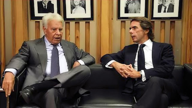 Aznar y González que para ser presidentes “vendieron” España a los separatistas catalanes y vascos ¡Qué asco de políticos! (Foto de Internet)
