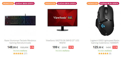 Descuentos en cinco monitores, cuatro teclados y dos ratones