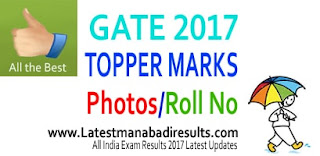 GATE 2017 Toppers, GATE Toppers 2017, GATE 2017 Toppers Marks, Manabadi GATE 2017 Results, GATE 2017 Score Card Download