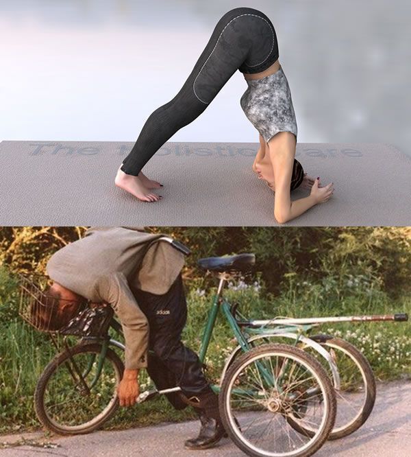 Yoga perfekt ausgefuehrt auf dem Fahrrad lustig Hopfen und Humor: Die Welt des Biers Hopfen und Humor: Die Welt des Biers