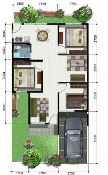 Koleksi Denah Rumah Minimalis Ukuran 7x12 meter