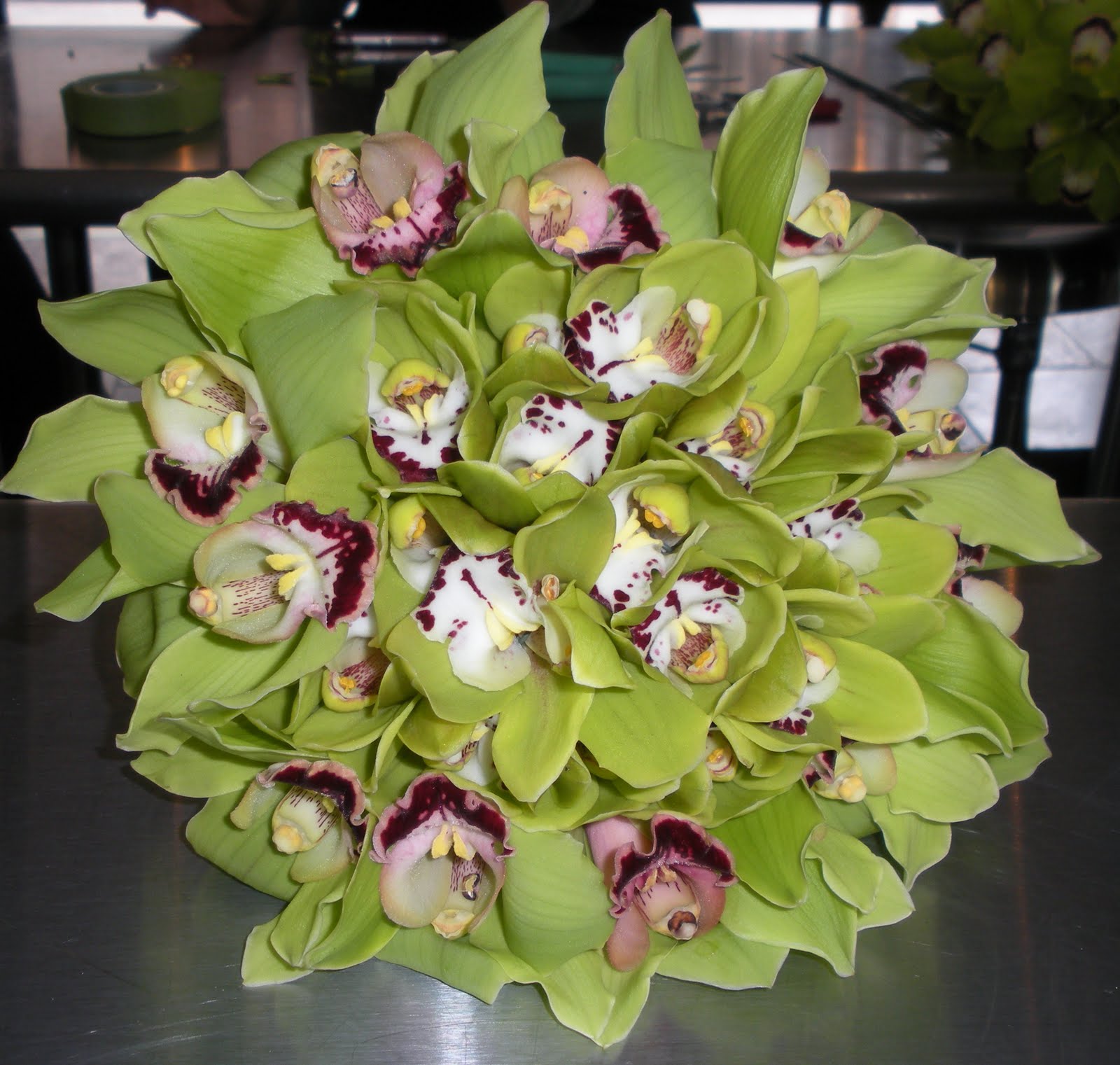 Elegant green wedding bouquet.