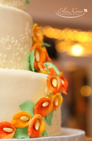 mango calla lily buttercream embroidery wedding cake