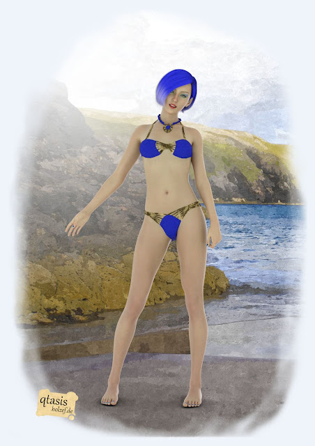 unergründliche blauhaarige Schönheit Samanta im Bikini | fathomless blue haired beauty Samanta in bikini