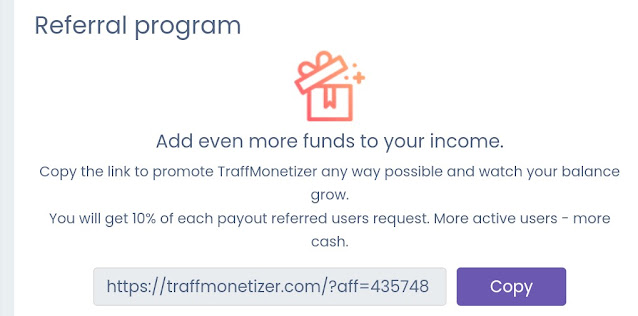 Traffmonitizer, earn money online by sharing internet connection, refer friends to get 10% of their earning in traffmonitizer