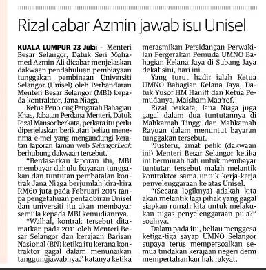 Azmin dicabar Rizal Mansor jawab Selangor-Leaks.com  SnapShot