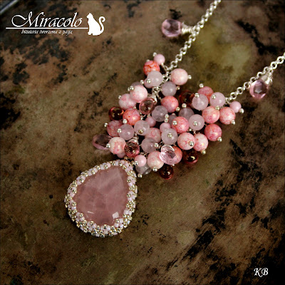 Miracolo, kwarc różówy, pink quartz, quartz pendant