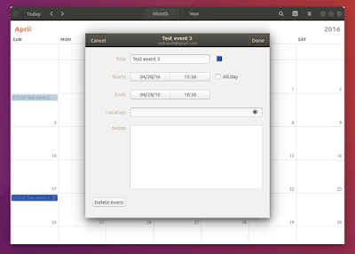 Ubuntu 16.04 Xenial Xerus screenshots gnome calendar