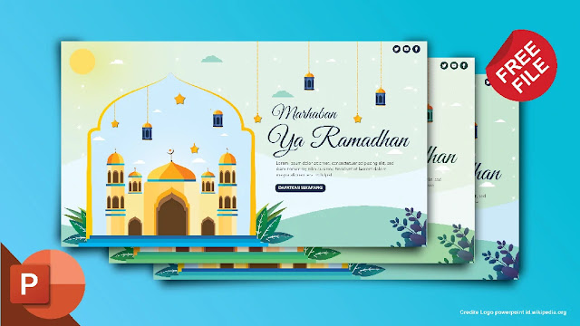 Free Ramadhan PPT : Desain Flat Tema Ramadhan PowerPoint