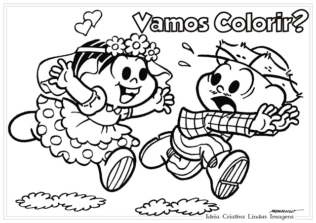 Desenho de Festas Juninas / Turma da Mônica para colorir