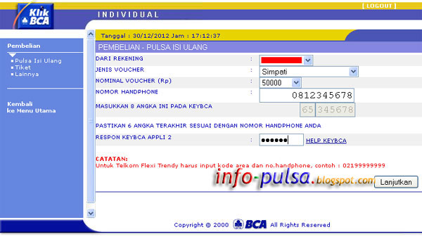 Cara Is Ulang Pulsa Telkomsel Melalui Internet Banking BCA