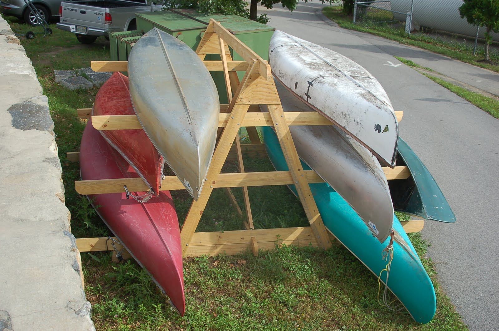 wooden canoe rack