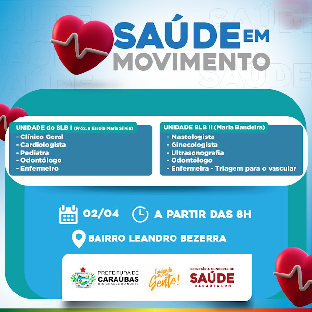 Ação da Prefeitura trará diversos especialistas da saúde para atender no Leandro Bezerra em Caraúbas