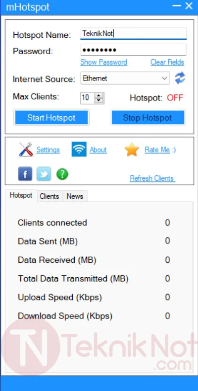 mHotspot Wifi HotSpot Programı