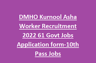 DMHO Kurnool Asha Worker Recruitment 2022 61 Govt Jobs Application form-10th Pass Jobs