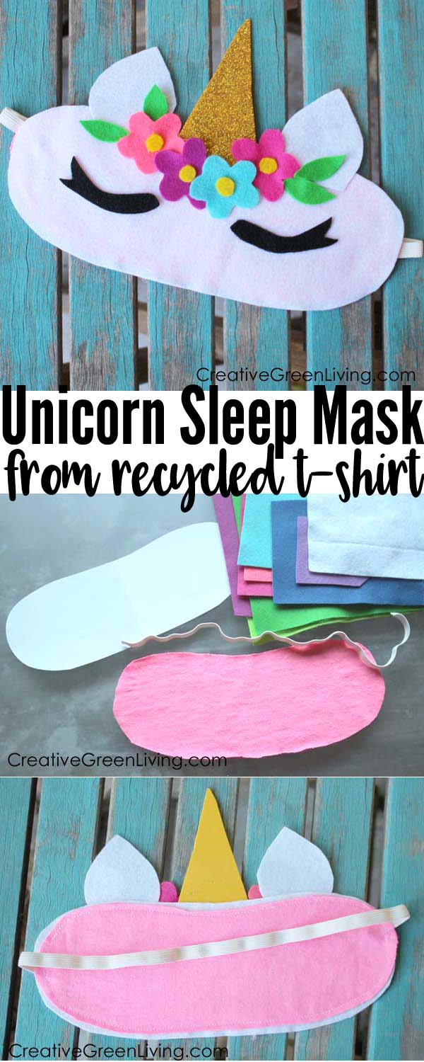 Recycled unicorn craft sleeping mask tutorial with free printable pattern