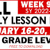 DAILY LESSON LOG (Quarter 2: WEEK 9) JAN. 16-20, 2023