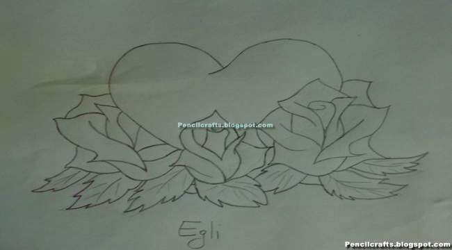 Pencil Drawings Of Hearts And Roses