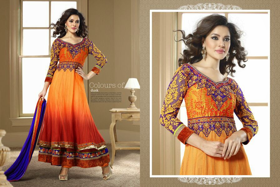 Wear Shades Of The Season With This Orange Anrakali Suit 